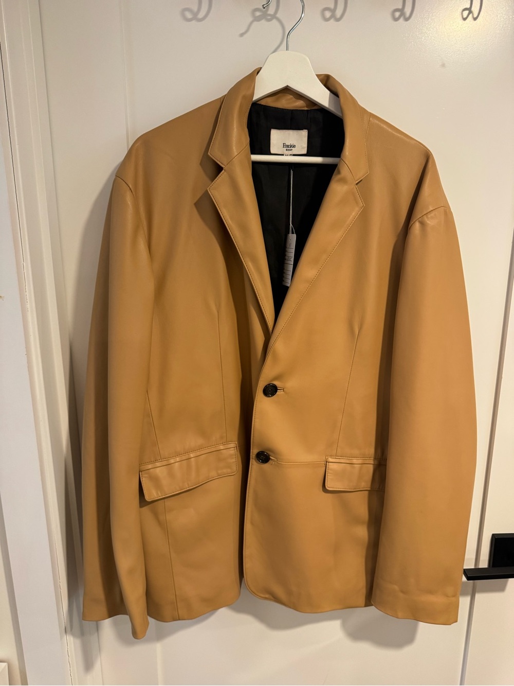 Faux Leather Blazer in Camel